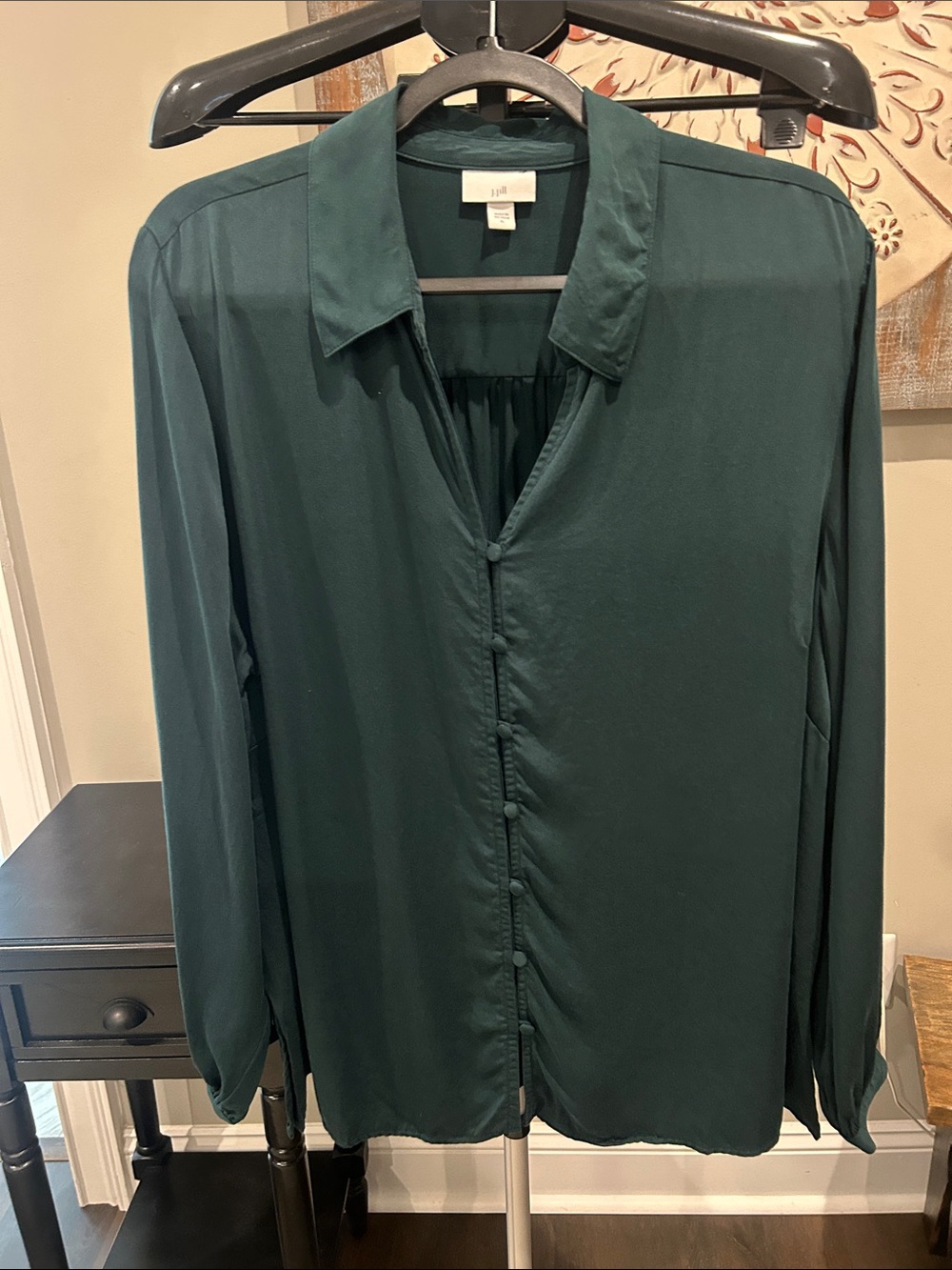 J. Jill Women’s Forest Green Button-Front Long Sleeve Shirt/ Size XL Smooth feel